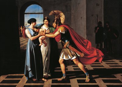 Andromache sieppaamassa Hectoria Scaeanin portilla tekijältä Ferdinando Castelli
