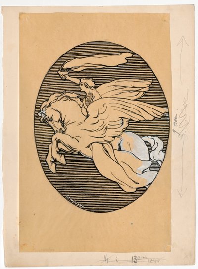 Muse auf Pegasus, Emblem des Theaters "Lutnia" in Wilna tekijältä Ferdynand Ruszczyc