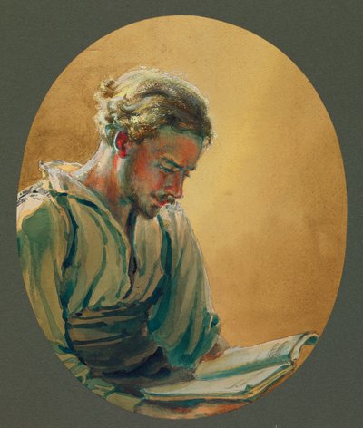 Nuori mies lukemassa Gustrowissa tekijältä Fernand Barbier