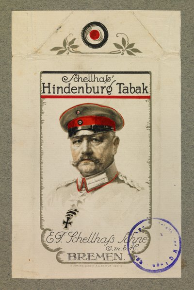 Hindenbourgin muotokuva tupakka-askissa tekijältä Fernand Barbier