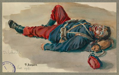 Sotamies Delatroche on valmis esittämään kuollutta, Gustrow - tekijältä Fernand Barbier