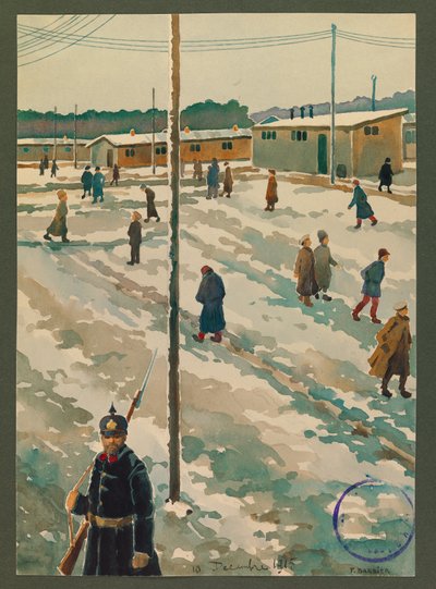 Näkymä Gustrowin vankileirille tekijältä Fernand Barbier