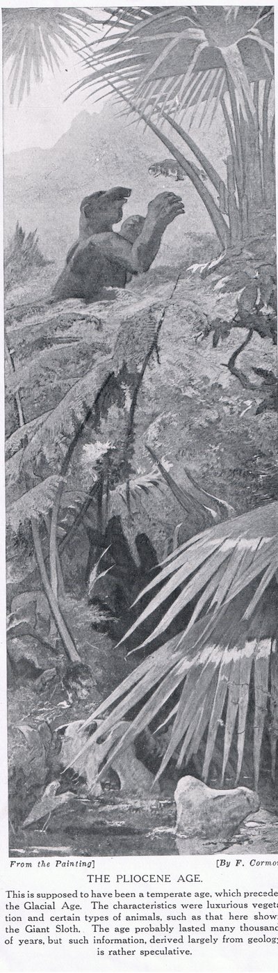 Plioseeniaika, kuvitus "Hutchinsonin kansojen historiasta", n. 1910 tekijältä Fernand Cormon