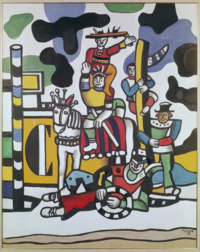 Viiden klovnin sävellys tekijältä Fernand Leger