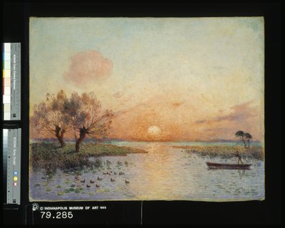 The Pond At Sunset (La Mare Au Coucher Du Soleil) (óleo sobre tela) finlandês tekijältä Fernand Loyen du Puigaudeau