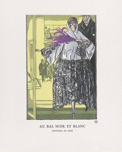 Mustavalkoisissa tanssiaisissa, pub. 1921 (sabluunapainatus) tekijältä Fernand Siméon