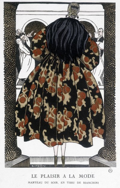 Bianchinin iltatakki - Fernand Simeonin (1884-1928) kuvitus "Gazette du bon ton" -lehdessä tekijältä Fernand Siméon