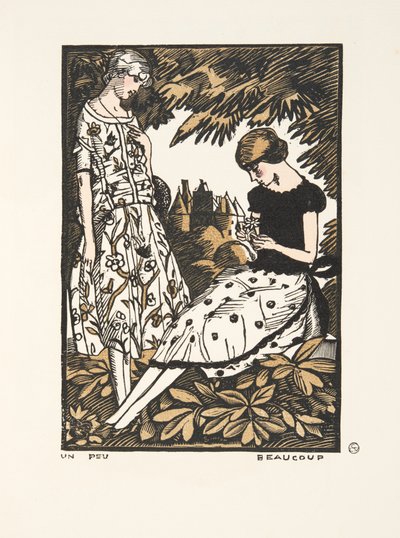 Un Peu, Beaucoup, muotikuvakokoelmasta, 1920 (pochoir-painatus). tekijältä Fernand Siméon