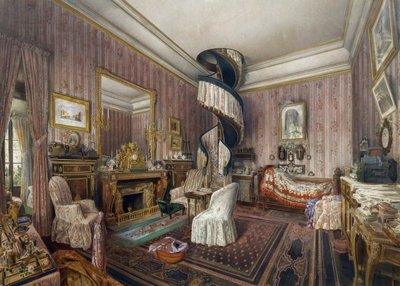 Makuuhuone, akvarelli Fernand Pelez de Cordova (1820-1899) tekijältä Fernand de Cordova Pelez