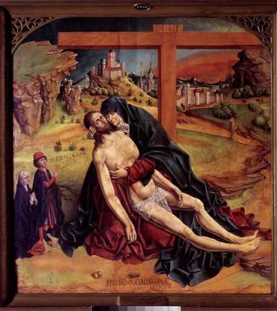 Neitsyt sääli -maalaus Fernando Gallego (n. 1440-1507) 1470 su. 1,25 x 1,09 m Madrid, Prado-museo tekijältä Fernando Gallego
