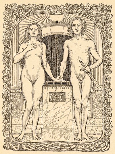 Am Traualtar, levy 6, portfoliosta "Lebenszeichen", pub. 1908 Berliinissä, kirjoittanut Fritz Heyder Verlag tekijältä Fidus