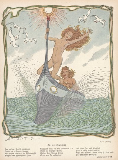 Atlantis! 1907, julkaistu teoksessa "Jugend" (litho) tekijältä Fidus