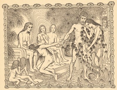 Through the Magic World, levy 9, portfoliosta "Lebenszeichen", pub. 1908 Berliinissä, kirjoittanut Fritz Heyder Verlag tekijältä Fidus