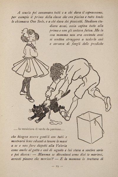 Kuvitus lastenkirjasta, n. 1920-30 tekijältä Filiberto Scarpelli