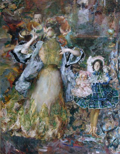 Omakuva vaimon ja tyttären kanssa, 1910 tekijältä Filipp Andreyevich Malyavin