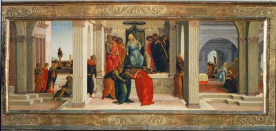 Kolme kohtausta Esterin elämästä: Mordechai valittaa juutalaisten kohtaloa ... tekijältä Filippino (attr.to) Lippi