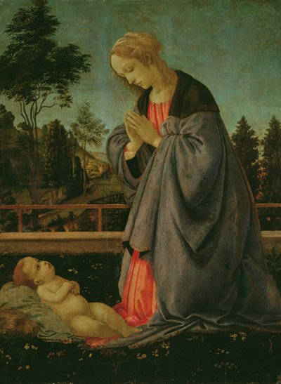 Lapsen palvonta (tempera paneelille) tekijältä Filippino Lippi