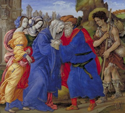 Pyhien Joachim ja Anne tapaaminen Kultaisella portilla, 1497 tekijältä Filippino Lippi