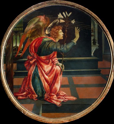 Ilmestys, 1483 (öljy puulevylle) tekijältä Filippino Lippi
