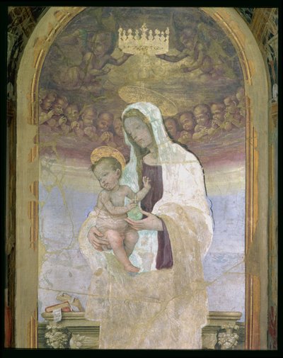 Madonna ja lapsi, yksityiskohta Canto al Mercatalen tabernaakkelista, 1498 tekijältä Filippino Lippi
