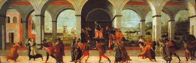 Tres escenes de la història de Virgínia (oli sobre taula) finlandès tekijältä Filippino Lippi
