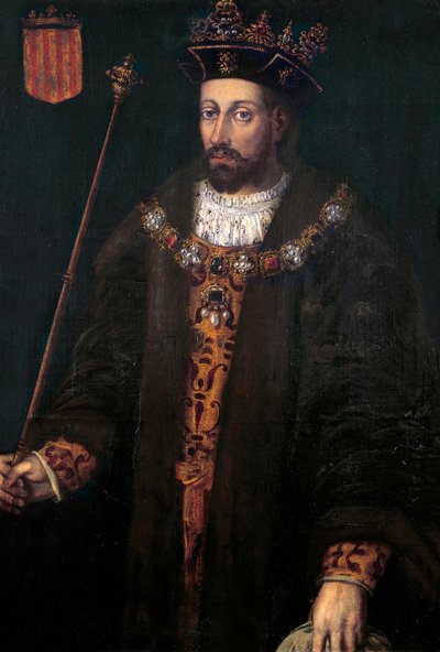 Muotokuva Katalonian Alfonso (Alfonso) III:sta, Aragonian IV:stä, jota kutsutaan debonnaireksi (1299 - 1336), Aragonian ja Sardinian kuninkaasta (1327-1336) tekijältä Filippo Ariosto
