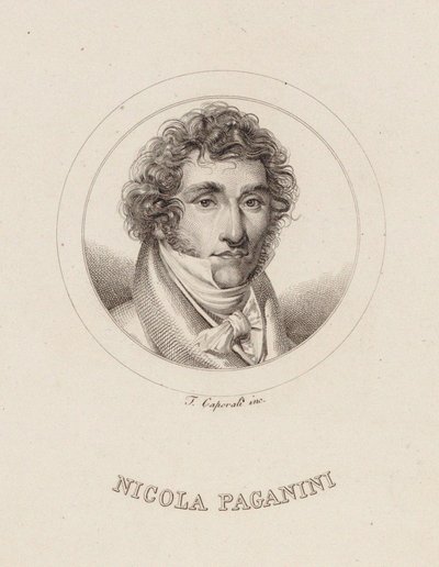Niccolò Paganinin muotokuva 1782-1840, 1840. tekijältä Filippo Caporali