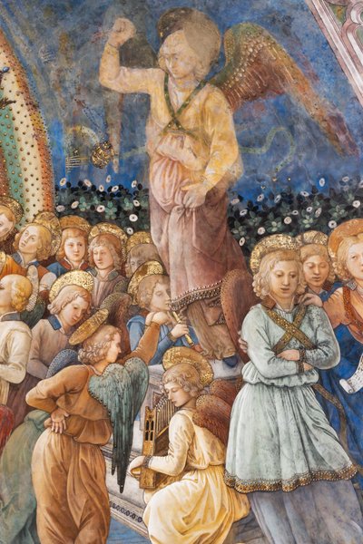 Enkelit, Marian kruunaamisen yksityiskohta tekijältä Filippo Lippi