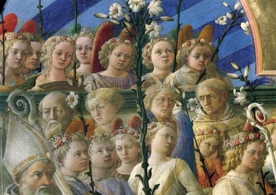 Filippo Lipin (noin 1406-1469) Incoronazione Maringhi eli Neitsyt kruunaus, tempera puulle, 200x287 cm, Yksityiskohta tekijältä Filippo Lippi