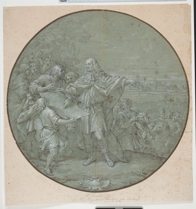 Cosimo III linnoittaa Livornon satamaa. Piirretty malli hopealevylle, yksi ns. "piatti di S. Giovanni" tekijältä Filippo Luzi