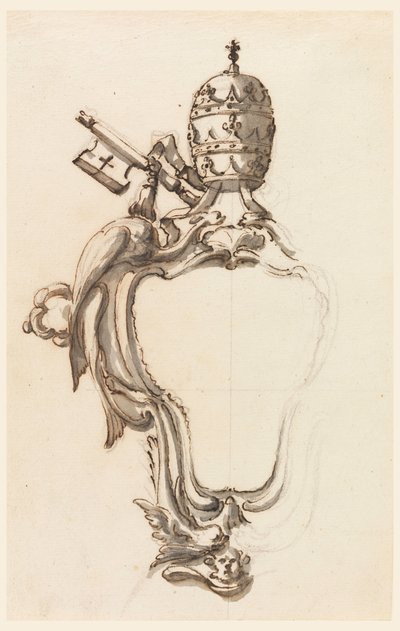 Piirros, Paavin vaakunakilpi, 1740-70. tekijältä Filippo Marchionni