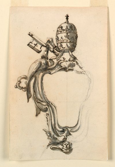 Piirros, Paavin vaakunakilpi, 1740-70. tekijältä Filippo Marchionni