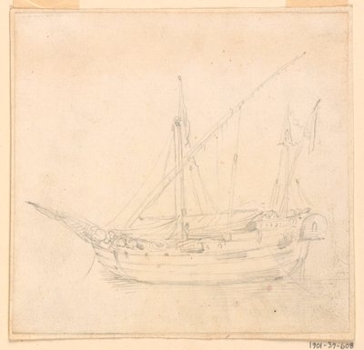 Piirros, Purjelaiva, n. 1780 tekijältä Filippo Marchionni
