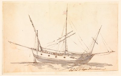Piirros, Purjelaiva, n. 1780 tekijältä Filippo Marchionni