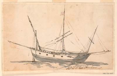 Piirros, Purjelaiva, n. 1780 tekijältä Filippo Marchionni