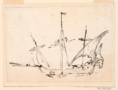 Piirustus, Purjelaiva, 1770-1800 tekijältä Filippo Marchionni