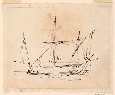 Piirustus, Purjelaiva, 1770-1800 tekijältä Filippo Marchionni