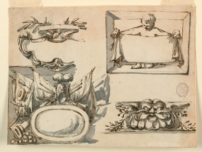 Piirustus, Vappu, pokaali, etiketti, friisin koristeaihe, 1750-75. tekijältä Filippo Marchionni