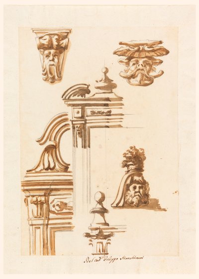 Piirustus, arkkitehtuurin tutkimus, 1750-90 tekijältä Filippo Marchionni