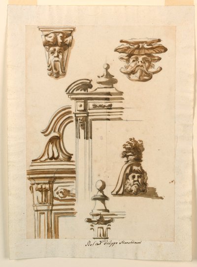 Piirustus, arkkitehtuurin tutkimus, 1750-90 tekijältä Filippo Marchionni