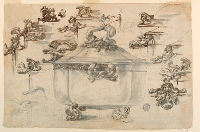 Piirustus, Hopeisen ruokalautasen mallit, 1769 tekijältä Filippo Marchionni