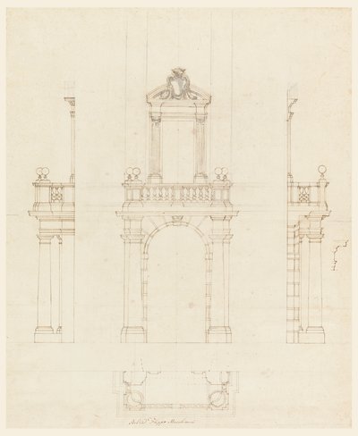 Piirustus, Ovikotelo ja oven karmi, 1750-75 tekijältä Filippo Marchionni