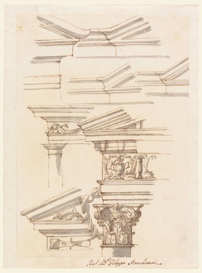 Piirustus, Opiskelua säleikköön ja sokkeliin, n. 1770. tekijältä Filippo Marchionni