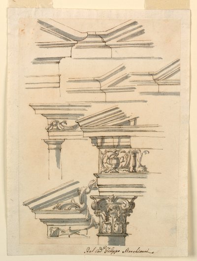 Piirustus, Opiskelua säleikköön ja sokkeliin, n. 1770. tekijältä Filippo Marchionni