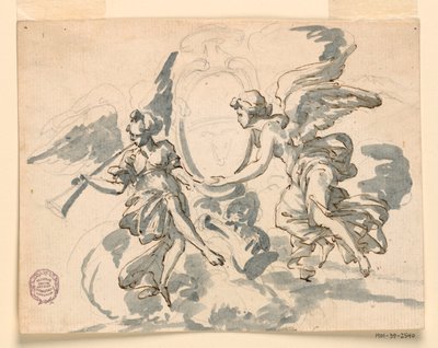 Piirustus, Prelaatin vaakuna, n. 1750. tekijältä Filippo Marchionni