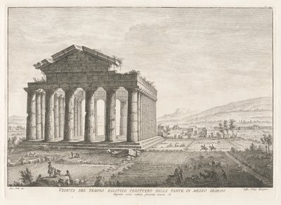 Vista del temple hexàstil perípter des del sud, des d
