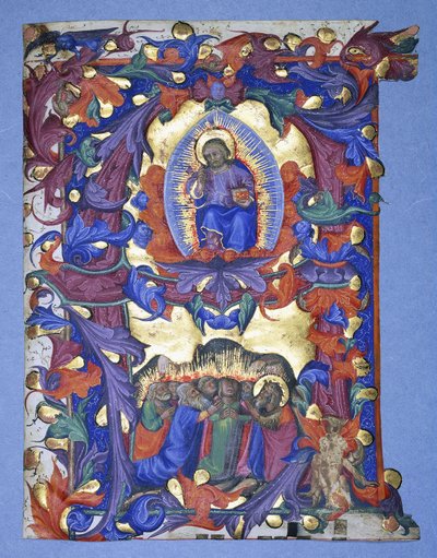 Suuri historiallinen "A", jossa on kuvaus Ascensionista, n. 1450 tekijältä Filippo di Matteo Torelli