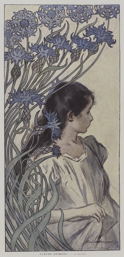 Fleurs Animees. Le Bluet. (Animaatiokukat: ruiskaunokki) (värilitra) tekijältä Firmin (after) Bouisset
