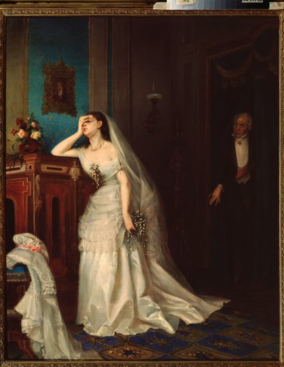 Avioliiton jälkeen - Firs Sergeevich Zhuraviev (1836-1901) maalaus öljy kankaalle tekijältä Firs Sergeevich Zhuravlev