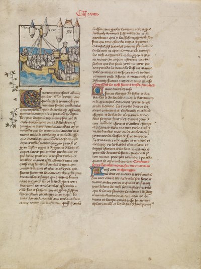 Hannibalin laivasto purjehtii Espanjaan tekijältä First Master of the Bible historiale of Jean de Berry